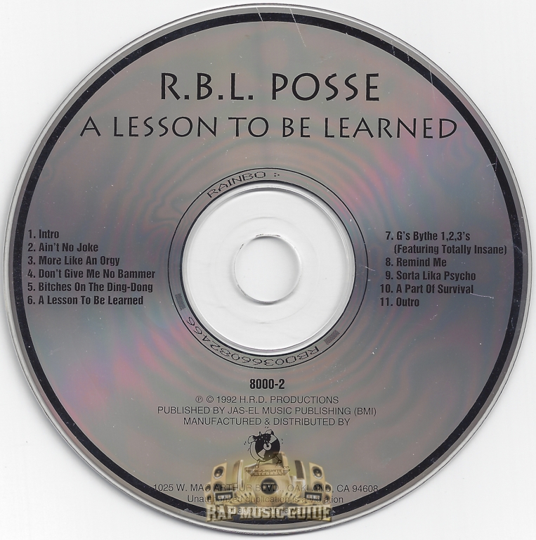 R.B.L. Posse - A Lesson To Be Learned: 1st Press. CD | Rap Music Guide